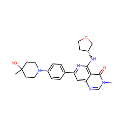 Cn1cnc2cc(-c3ccc(N4CCC(C)(O)CC4)cc3)nc(N[C@@H]3CCOC3)c2c1=O ZINC000115625969