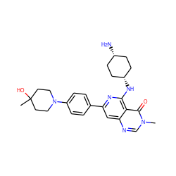 Cn1cnc2cc(-c3ccc(N4CCC(C)(O)CC4)cc3)nc(N[C@H]3CC[C@@H](N)CC3)c2c1=O ZINC000261080401