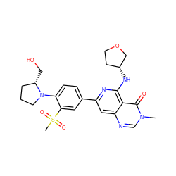 Cn1cnc2cc(-c3ccc(N4CCC[C@@H]4CO)c(S(C)(=O)=O)c3)nc(N[C@@H]3CCOC3)c2c1=O ZINC000115624765