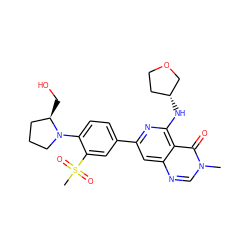 Cn1cnc2cc(-c3ccc(N4CCC[C@H]4CO)c(S(C)(=O)=O)c3)nc(N[C@@H]3CCOC3)c2c1=O ZINC000115625935