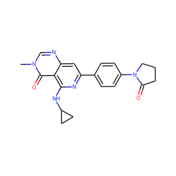 Cn1cnc2cc(-c3ccc(N4CCCC4=O)cc3)nc(NC3CC3)c2c1=O ZINC000115624135