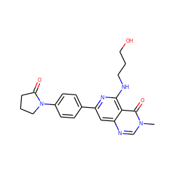 Cn1cnc2cc(-c3ccc(N4CCCC4=O)cc3)nc(NCCCO)c2c1=O ZINC000115626627