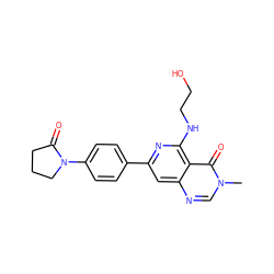 Cn1cnc2cc(-c3ccc(N4CCCC4=O)cc3)nc(NCCO)c2c1=O ZINC000115625391