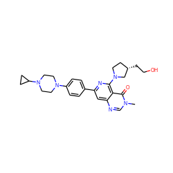 Cn1cnc2cc(-c3ccc(N4CCN(C5CC5)CC4)cc3)nc(N3CC[C@H](CCO)C3)c2c1=O ZINC000115626601