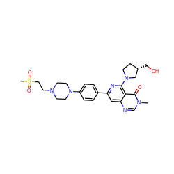 Cn1cnc2cc(-c3ccc(N4CCN(CCS(C)(=O)=O)CC4)cc3)nc(N3CC[C@H](CO)C3)c2c1=O ZINC000115624740