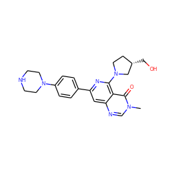 Cn1cnc2cc(-c3ccc(N4CCNCC4)cc3)nc(N3CC[C@H](CO)C3)c2c1=O ZINC000115622355