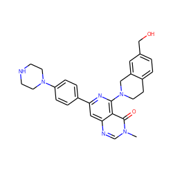 Cn1cnc2cc(-c3ccc(N4CCNCC4)cc3)nc(N3CCc4ccc(CO)cc4C3)c2c1=O ZINC000115625039