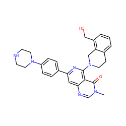 Cn1cnc2cc(-c3ccc(N4CCNCC4)cc3)nc(N3CCc4cccc(CO)c4C3)c2c1=O ZINC000115626123