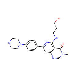 Cn1cnc2cc(-c3ccc(N4CCNCC4)cc3)nc(NCCCO)c2c1=O ZINC000115622717