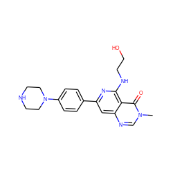 Cn1cnc2cc(-c3ccc(N4CCNCC4)cc3)nc(NCCO)c2c1=O ZINC000115624800