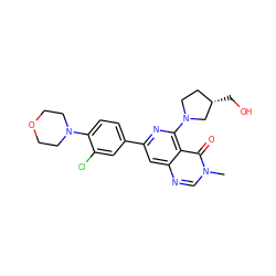 Cn1cnc2cc(-c3ccc(N4CCOCC4)c(Cl)c3)nc(N3CC[C@H](CO)C3)c2c1=O ZINC000115624696