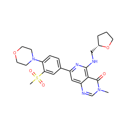 Cn1cnc2cc(-c3ccc(N4CCOCC4)c(S(C)(=O)=O)c3)nc(NC[C@@H]3CCCO3)c2c1=O ZINC000115621902