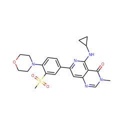 Cn1cnc2cc(-c3ccc(N4CCOCC4)c(S(C)(=O)=O)c3)nc(NC3CC3)c2c1=O ZINC000115621872