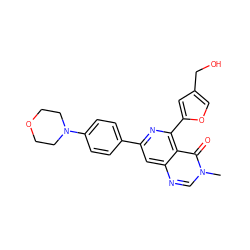 Cn1cnc2cc(-c3ccc(N4CCOCC4)cc3)nc(-c3cc(CO)co3)c2c1=O ZINC000115624796