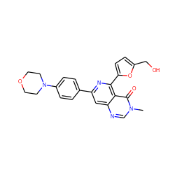 Cn1cnc2cc(-c3ccc(N4CCOCC4)cc3)nc(-c3ccc(CO)o3)c2c1=O ZINC000115624791