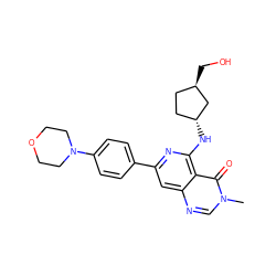 Cn1cnc2cc(-c3ccc(N4CCOCC4)cc3)nc(N[C@@H]3CC[C@@H](CO)C3)c2c1=O ZINC000143354398