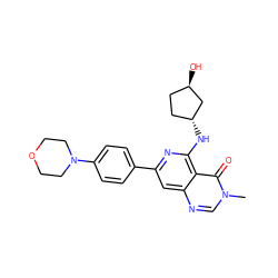 Cn1cnc2cc(-c3ccc(N4CCOCC4)cc3)nc(N[C@@H]3CC[C@@H](O)C3)c2c1=O ZINC000143508744