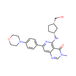 Cn1cnc2cc(-c3ccc(N4CCOCC4)cc3)nc(N[C@@H]3CC[C@H](CO)C3)c2c1=O ZINC000143439782