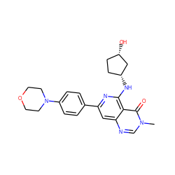 Cn1cnc2cc(-c3ccc(N4CCOCC4)cc3)nc(N[C@@H]3CC[C@H](O)C3)c2c1=O ZINC000143420376