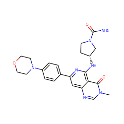 Cn1cnc2cc(-c3ccc(N4CCOCC4)cc3)nc(N[C@@H]3CCN(C(N)=O)C3)c2c1=O ZINC000115622318