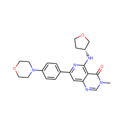 Cn1cnc2cc(-c3ccc(N4CCOCC4)cc3)nc(N[C@@H]3CCOC3)c2c1=O ZINC000115624354