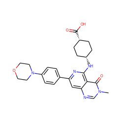 Cn1cnc2cc(-c3ccc(N4CCOCC4)cc3)nc(N[C@H]3CC[C@@H](C(=O)O)CC3)c2c1=O ZINC000261150080