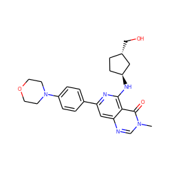 Cn1cnc2cc(-c3ccc(N4CCOCC4)cc3)nc(N[C@H]3CC[C@H](CO)C3)c2c1=O ZINC000143435778