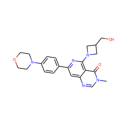 Cn1cnc2cc(-c3ccc(N4CCOCC4)cc3)nc(N3CC(CO)C3)c2c1=O ZINC000115625995