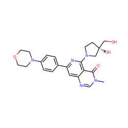 Cn1cnc2cc(-c3ccc(N4CCOCC4)cc3)nc(N3CC[C@@](O)(CO)C3)c2c1=O ZINC000115622542