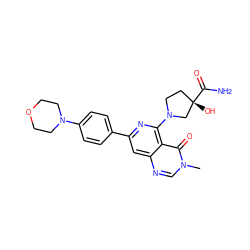 Cn1cnc2cc(-c3ccc(N4CCOCC4)cc3)nc(N3CC[C@](O)(C(N)=O)C3)c2c1=O ZINC000143462108