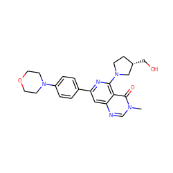 Cn1cnc2cc(-c3ccc(N4CCOCC4)cc3)nc(N3CC[C@H](CO)C3)c2c1=O ZINC000115622677