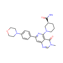 Cn1cnc2cc(-c3ccc(N4CCOCC4)cc3)nc(N3CCC[C@H](C(N)=O)C3)c2c1=O ZINC000115624658