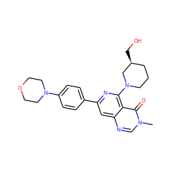 Cn1cnc2cc(-c3ccc(N4CCOCC4)cc3)nc(N3CCC[C@H](CO)C3)c2c1=O ZINC000115624728