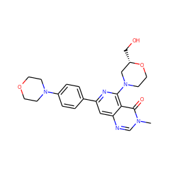 Cn1cnc2cc(-c3ccc(N4CCOCC4)cc3)nc(N3CCO[C@@H](CO)C3)c2c1=O ZINC000115622059