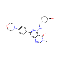 Cn1cnc2cc(-c3ccc(N4CCOCC4)cc3)nc(NC[C@@H]3CC[C@@H](O)C3)c2c1=O ZINC000143397588