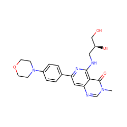 Cn1cnc2cc(-c3ccc(N4CCOCC4)cc3)nc(NC[C@H](O)CO)c2c1=O ZINC000115624546