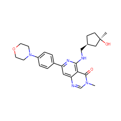 Cn1cnc2cc(-c3ccc(N4CCOCC4)cc3)nc(NC[C@H]3CC[C@@](C)(O)C3)c2c1=O ZINC000143453211