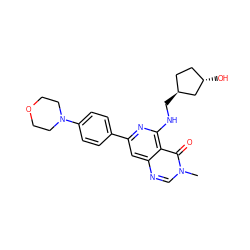 Cn1cnc2cc(-c3ccc(N4CCOCC4)cc3)nc(NC[C@H]3CC[C@H](O)C3)c2c1=O ZINC000143492526