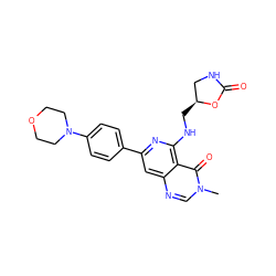 Cn1cnc2cc(-c3ccc(N4CCOCC4)cc3)nc(NC[C@H]3CNC(=O)O3)c2c1=O ZINC000115625102