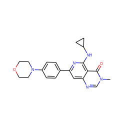 Cn1cnc2cc(-c3ccc(N4CCOCC4)cc3)nc(NC3CC3)c2c1=O ZINC000115625036