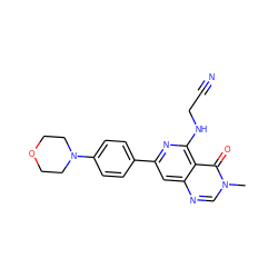 Cn1cnc2cc(-c3ccc(N4CCOCC4)cc3)nc(NCC#N)c2c1=O ZINC000115624954