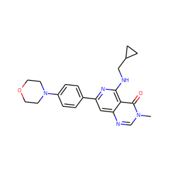 Cn1cnc2cc(-c3ccc(N4CCOCC4)cc3)nc(NCC3CC3)c2c1=O ZINC000115624120