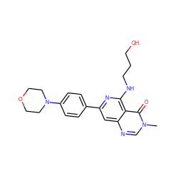 Cn1cnc2cc(-c3ccc(N4CCOCC4)cc3)nc(NCCCO)c2c1=O ZINC000115626018