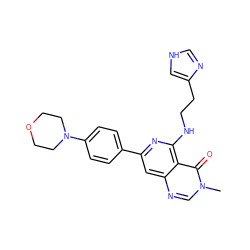 Cn1cnc2cc(-c3ccc(N4CCOCC4)cc3)nc(NCCc3c[nH]cn3)c2c1=O ZINC000115627827