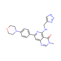 Cn1cnc2cc(-c3ccc(N4CCOCC4)cc3)nc(NCc3c[nH]nn3)c2c1=O ZINC000115625300