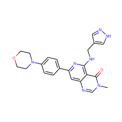 Cn1cnc2cc(-c3ccc(N4CCOCC4)cc3)nc(NCc3cn[nH]c3)c2c1=O ZINC000115625211