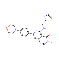 Cn1cnc2cc(-c3ccc(N4CCOCC4)cc3)nc(NCc3nccs3)c2c1=O ZINC000115622807