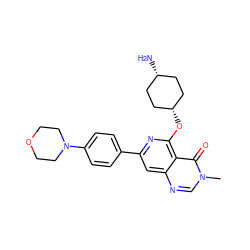 Cn1cnc2cc(-c3ccc(N4CCOCC4)cc3)nc(O[C@H]3CC[C@@H](N)CC3)c2c1=O ZINC000261127500