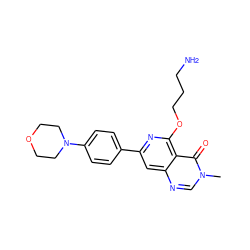 Cn1cnc2cc(-c3ccc(N4CCOCC4)cc3)nc(OCCCN)c2c1=O ZINC000115624705