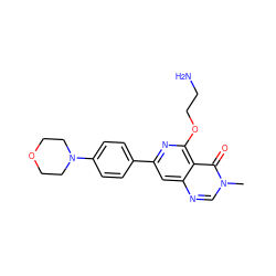 Cn1cnc2cc(-c3ccc(N4CCOCC4)cc3)nc(OCCN)c2c1=O ZINC000115625884